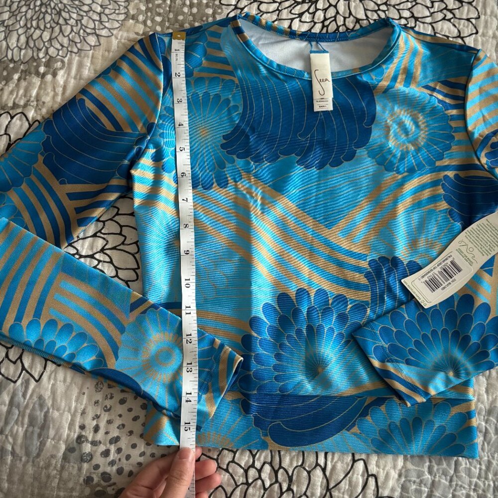 NWT Seea Palomar Crop Rashguard - Blue, Size S - Picture 3 of 8
